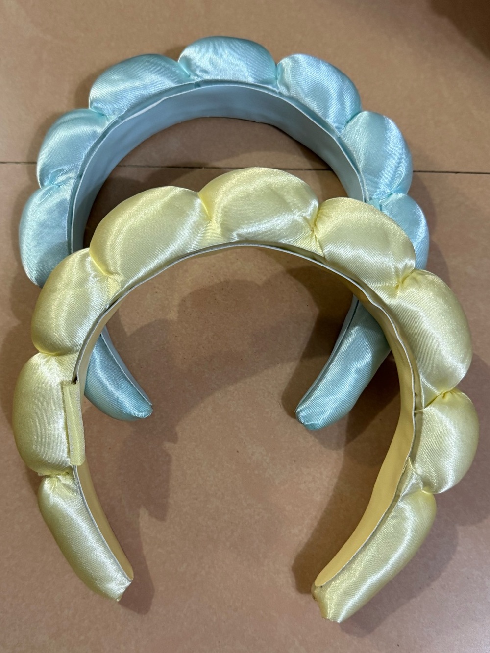 2 Spa Satin Padded Headband Duo - Yellow & Light Blue
